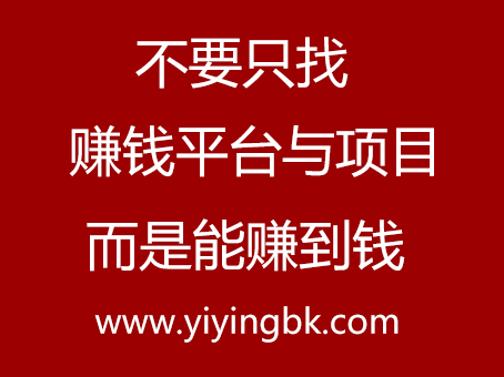 不要只找赚钱平台与项目，而是能赚到钱。www.yiyingbk.com